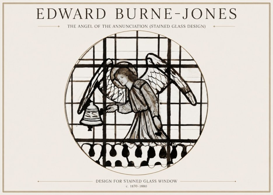 Edward Burne-Jones The Angel of the Annunciation (Stained Glass Design) No1 - Affiche