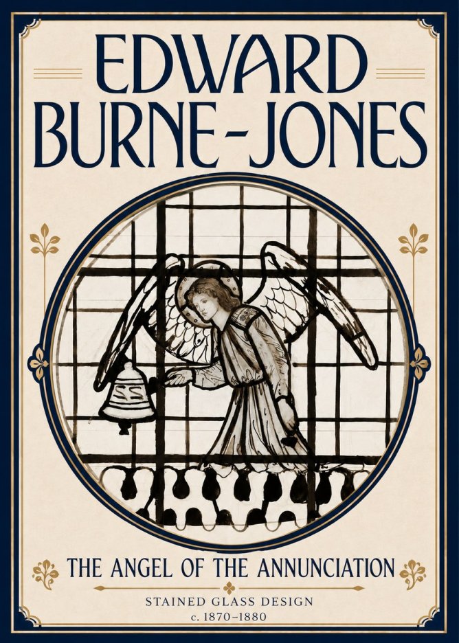 Edward Burne-Jones The Angel of the Annunciation (Stained Glass Design) No5 - Affiche