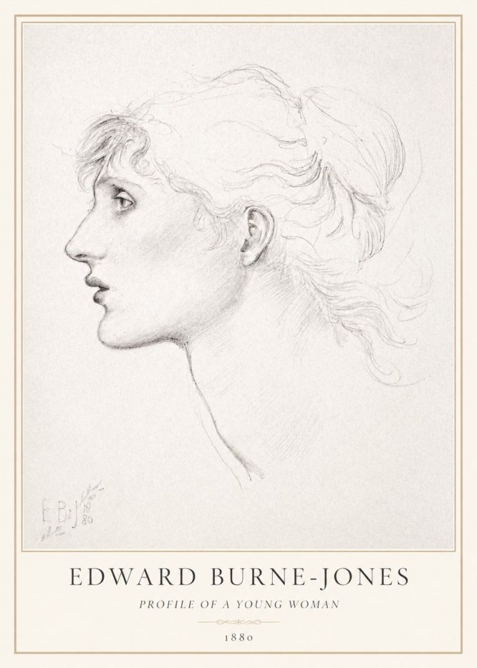 Edward Burne-Jones Profile of a Young Woman No1 - Affiche
