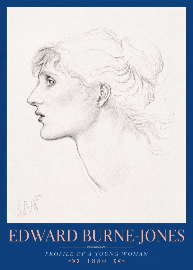 Edward Burne-Jones Profile of a Young Woman No2 - Affiche