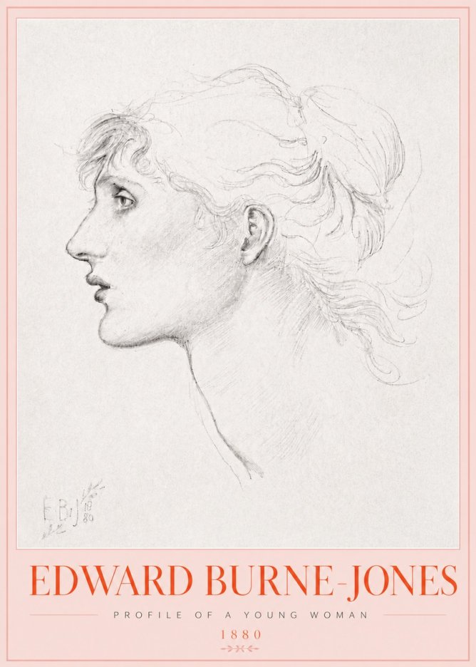 Edward Burne-Jones Profile of a Young Woman No3 - Affiche