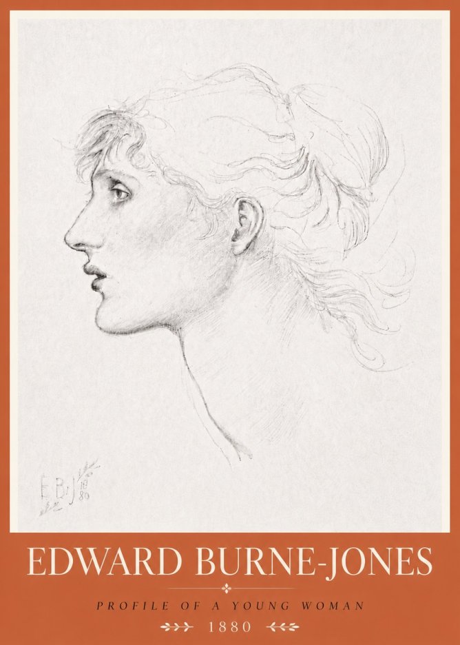 Edward Burne-Jones Profile of a Young Woman No6 - Affiche