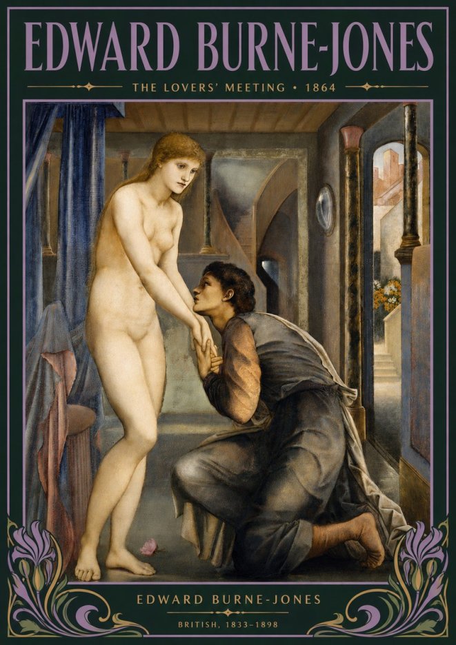 Edward Burne-Jones The Lovers' Meeting No4 - Affiche