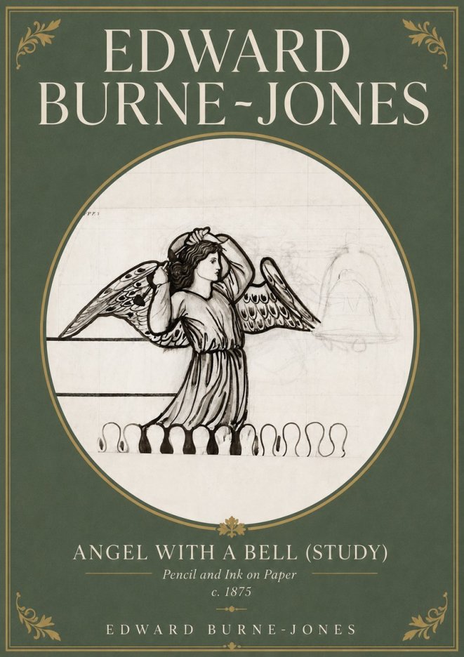 Edward Burne-Jones Angel with a Bell (Study) No4 - Affiche