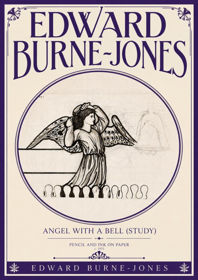Edward Burne-Jones Angel with a Bell (Study) No6 - Affiche