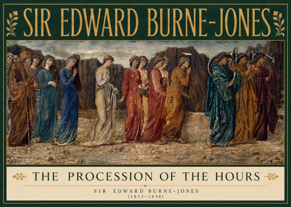 Edward Burne-Jones The Procession of the Hours No5 - Affiche