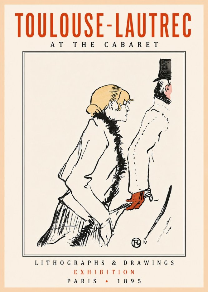 Toulouse-Lautrec At the Cabaret No5 - Affiche