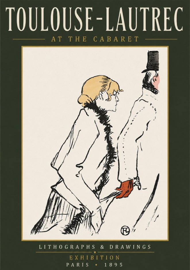 Toulouse-Lautrec At the Cabaret No6 - Affiche