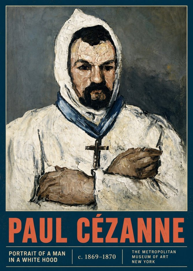 Paul Cézanne Portrait of a Man in a White Hood No4 - Affiche