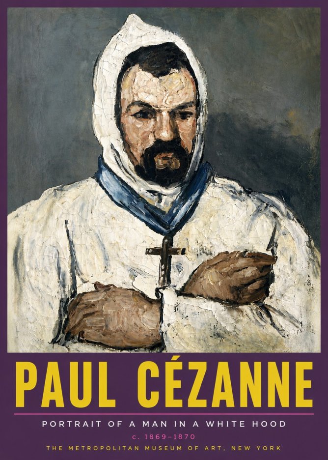 Paul Cézanne Portrait of a Man in a White Hood No5 - Affiche