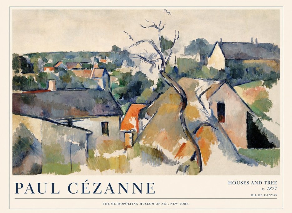 Paul Cézanne Houses and Tree No1 - Affiche