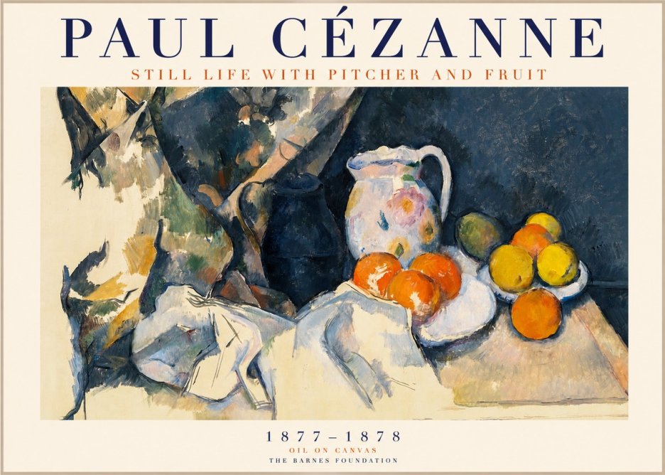 Paul Cézanne Still Life with Pitcher and Fruit No1 - Affiche