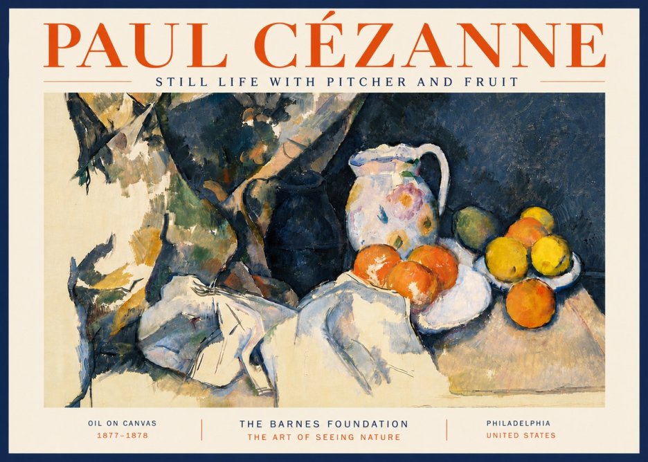 Paul Cézanne Still Life with Pitcher and Fruit No6 - Affiche