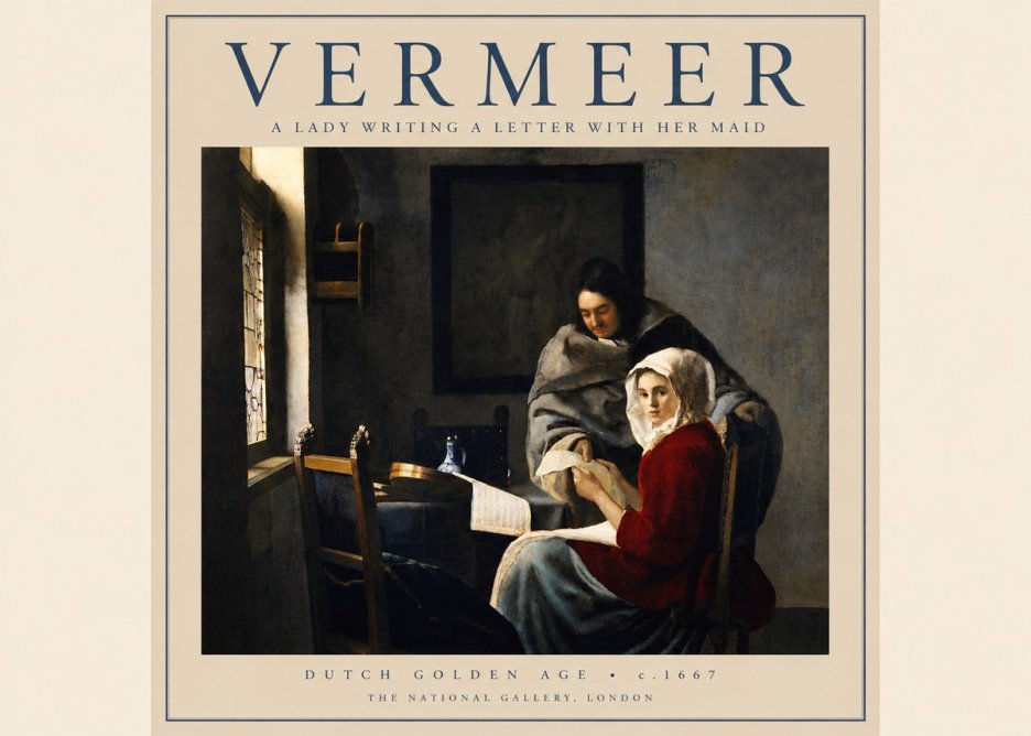 Vermeer A Lady Writing a Letter with Her Maid I No4 - Affiche