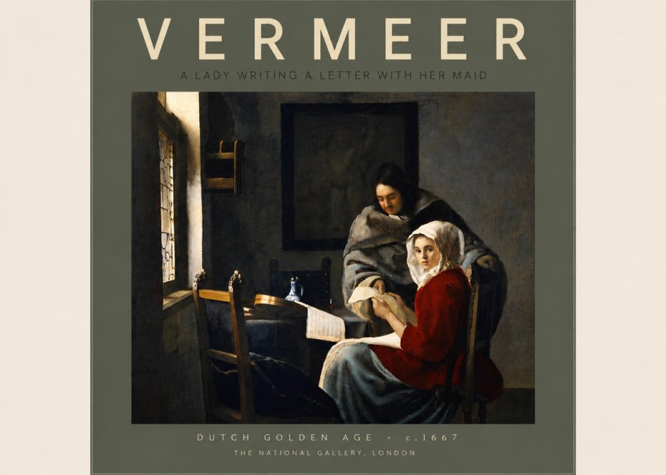Vermeer A Lady Writing a Letter with Her Maid I No5 - Affiche