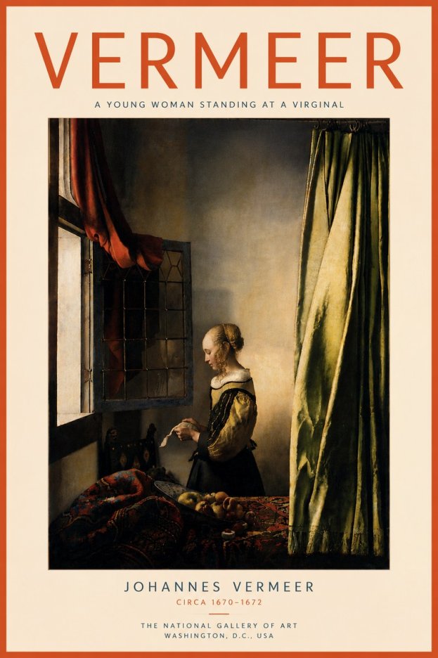 Vermeer A Young Woman Standing at a Virginal No6 - Affiche