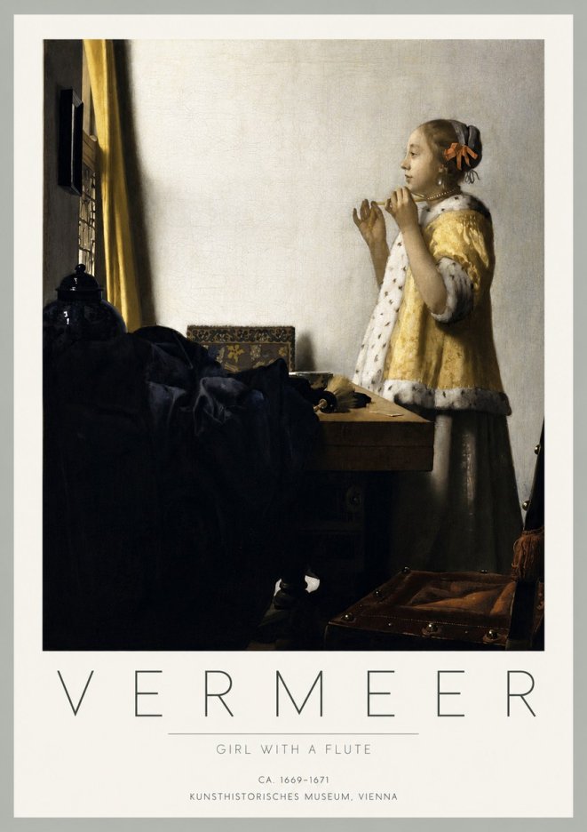 Vermeer Girl with a Flute No3 - Affiche
