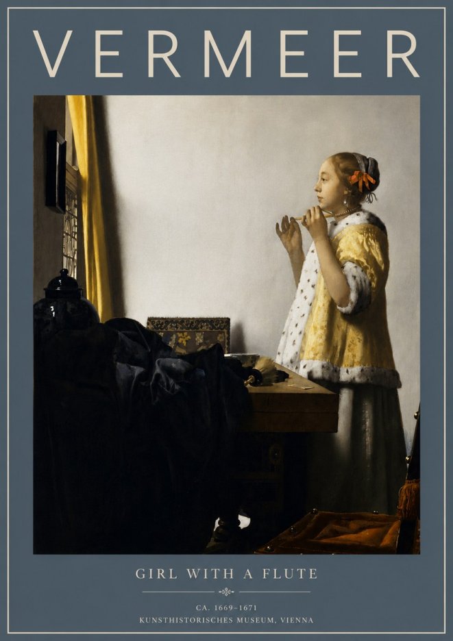 Vermeer Girl with a Flute No5 - Affiche