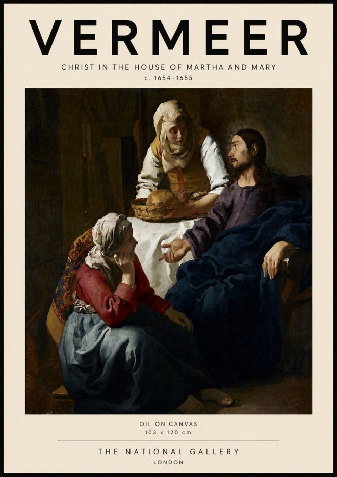 Vermeer Christ in the House of Martha and Mary No3 - Affiche
