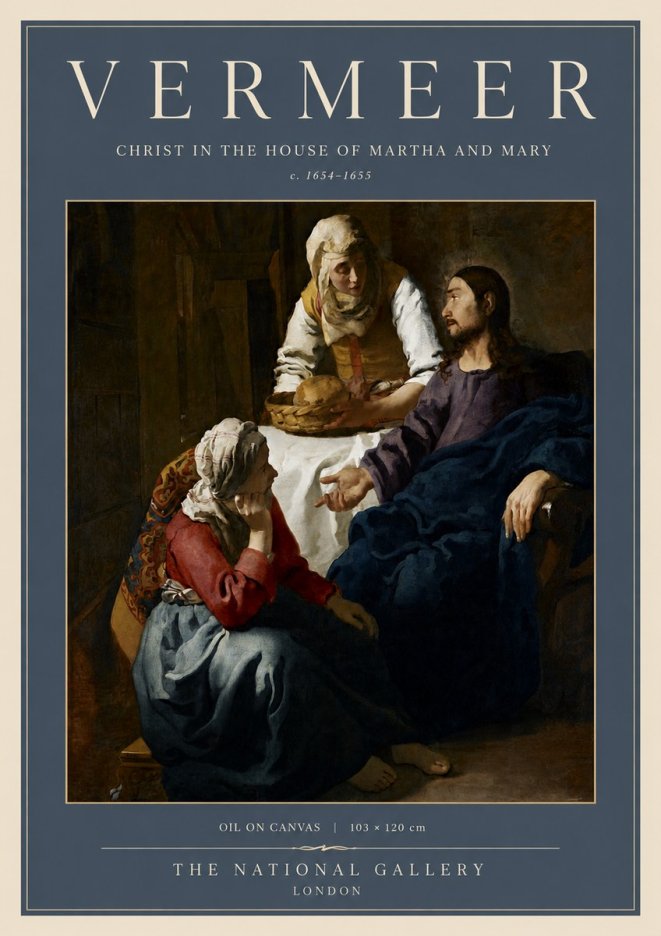 Vermeer Christ in the House of Martha and Mary No5 - Affiche