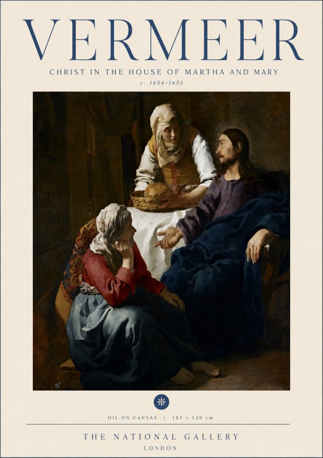 Vermeer Christ in the House of Martha and Mary No6 - Affiche