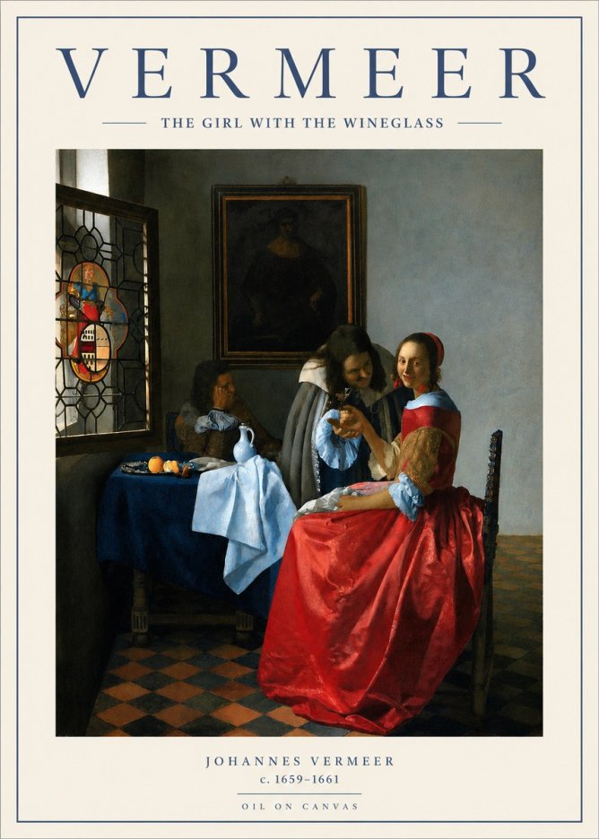 Vermeer The Girl with the Wineglass No2 - Affiche