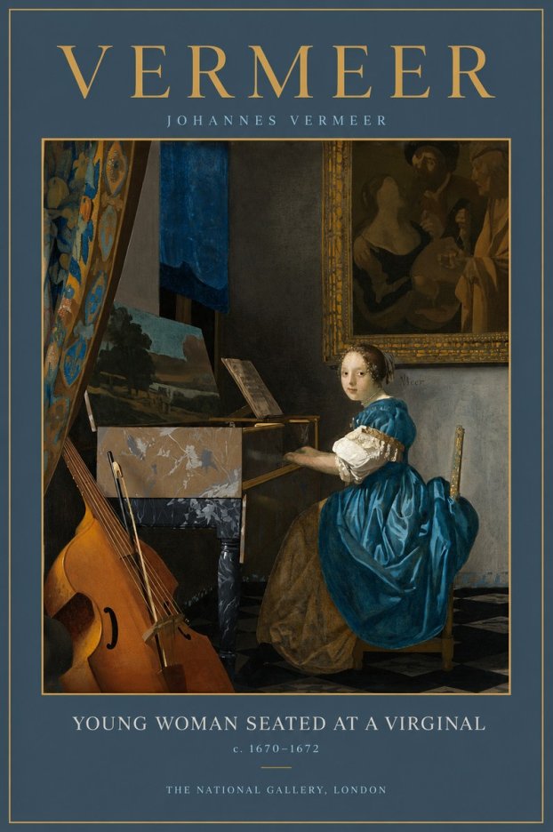 Vermeer Young Woman Seated at a Virginal No2 - Affiche