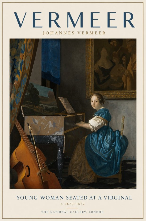 Vermeer Young Woman Seated at a Virginal No3 - Affiche