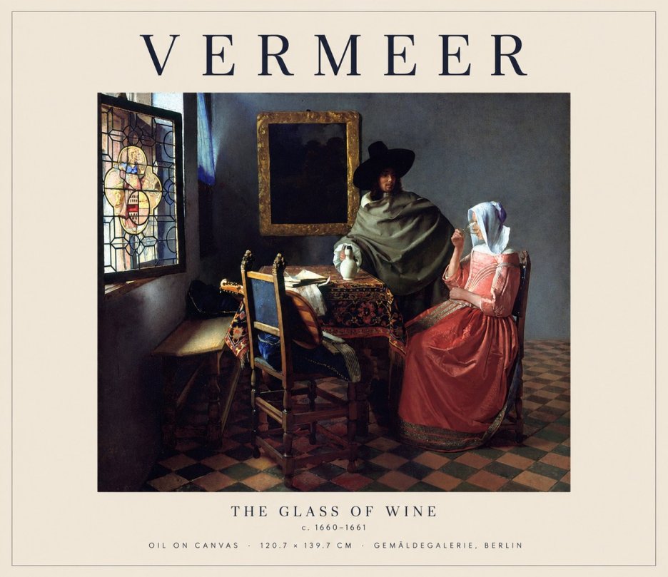 Vermeer The Glass of Wine No1 - Affiche
