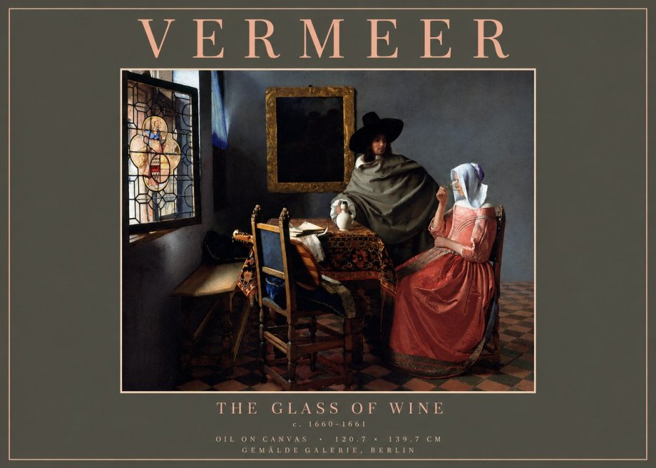 Vermeer The Glass of Wine No6 - Affiche
