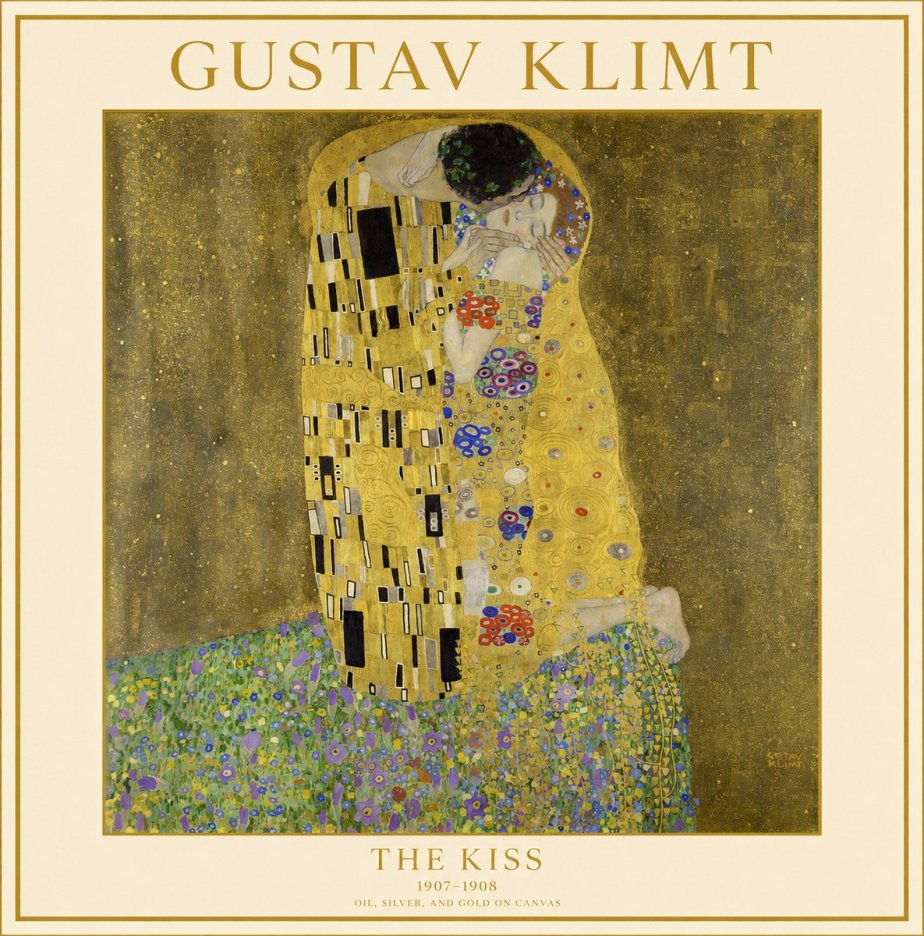 Klimt The Kiss No1 - Affiche
