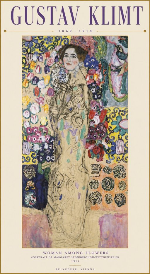 Klimt Woman Among Flowers No3 - Affiche