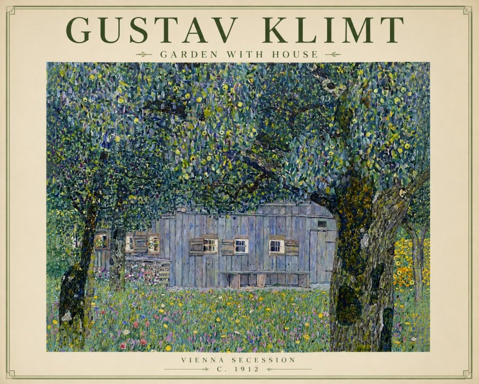 Klimt Garden with House No5 - Affiche