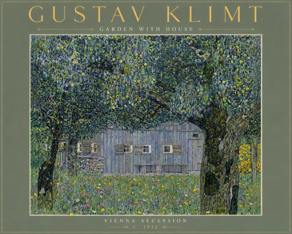 Klimt Garden with House No6 - Affiche