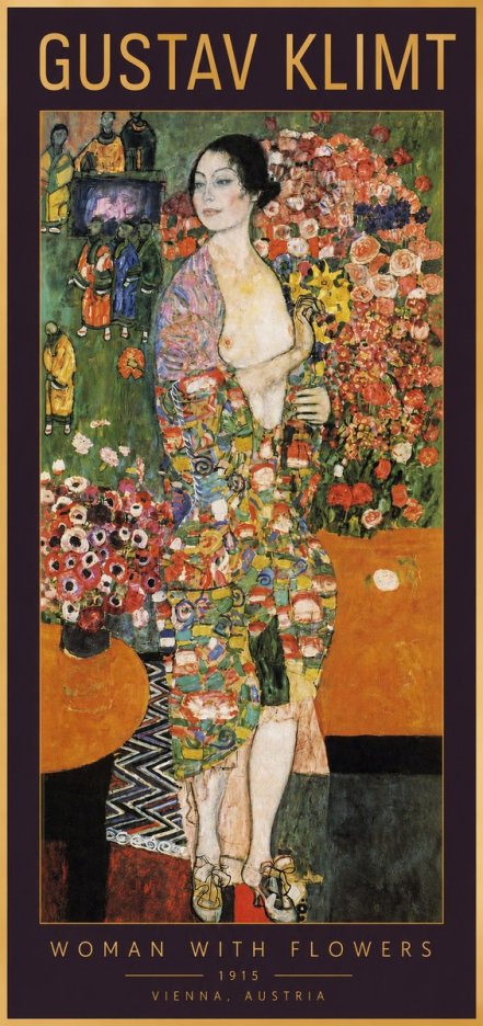 Klimt Woman with Flowers No2 - Affiche