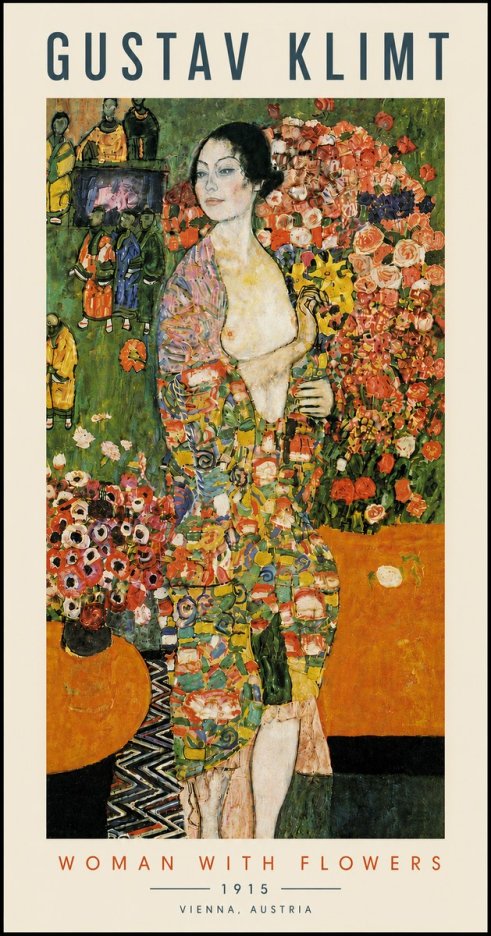 Klimt Woman with Flowers No5 - Affiche