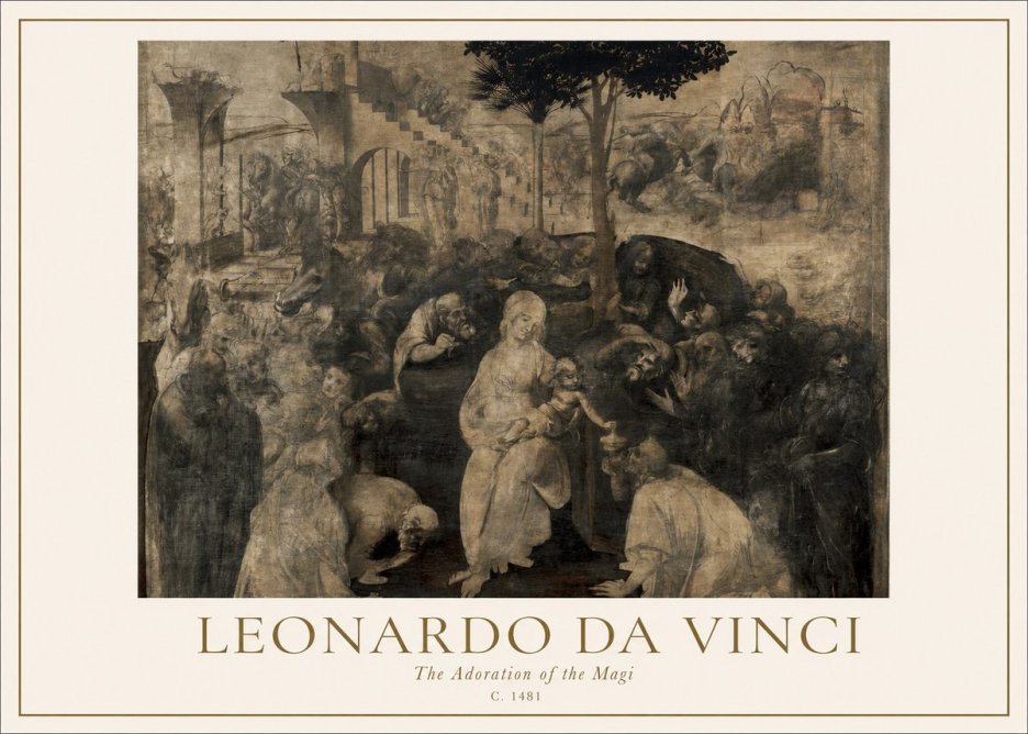 Leonardo da Vinci The Adoration of the Magi No3 - Affiche