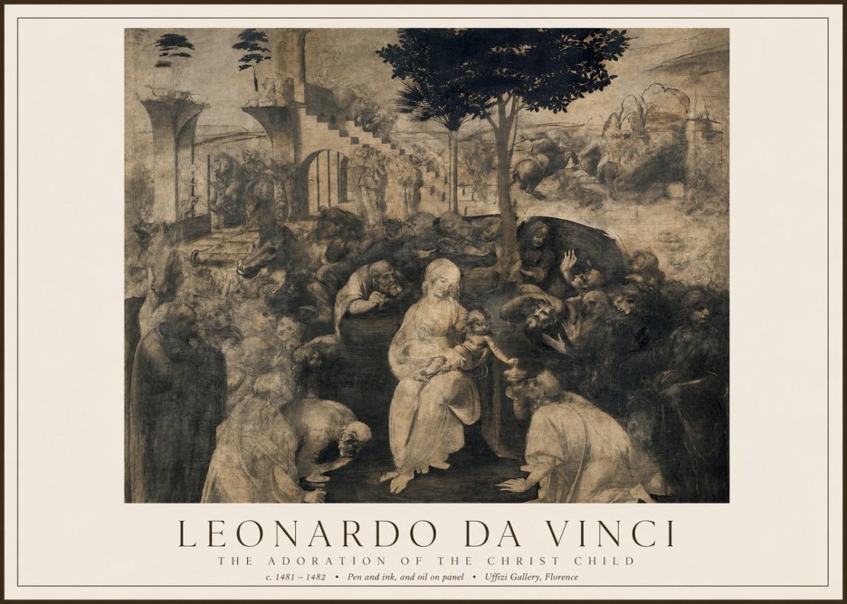 Leonardo da Vinci The Adoration of the Magi No5 - Affiche