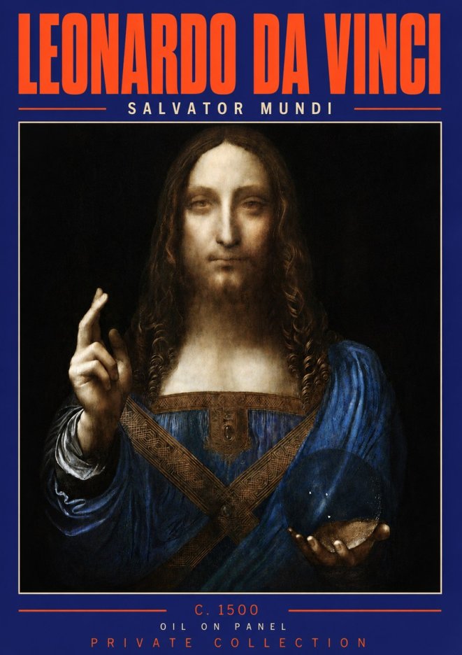 Leonardo da Vinci Salvator Mundi No4 - Affiche