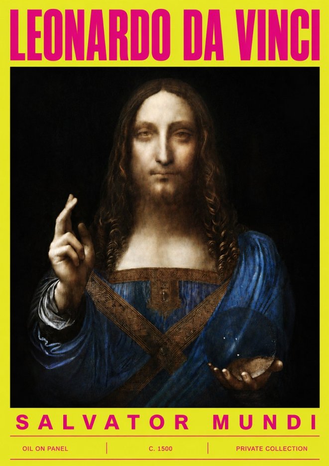 Leonardo da Vinci Salvator Mundi No5 - Affiche