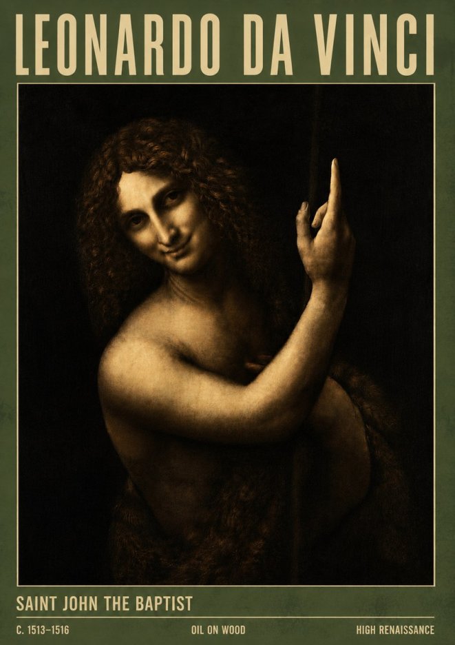 Leonardo da Vinci Saint John the Baptist No4 - Affiche