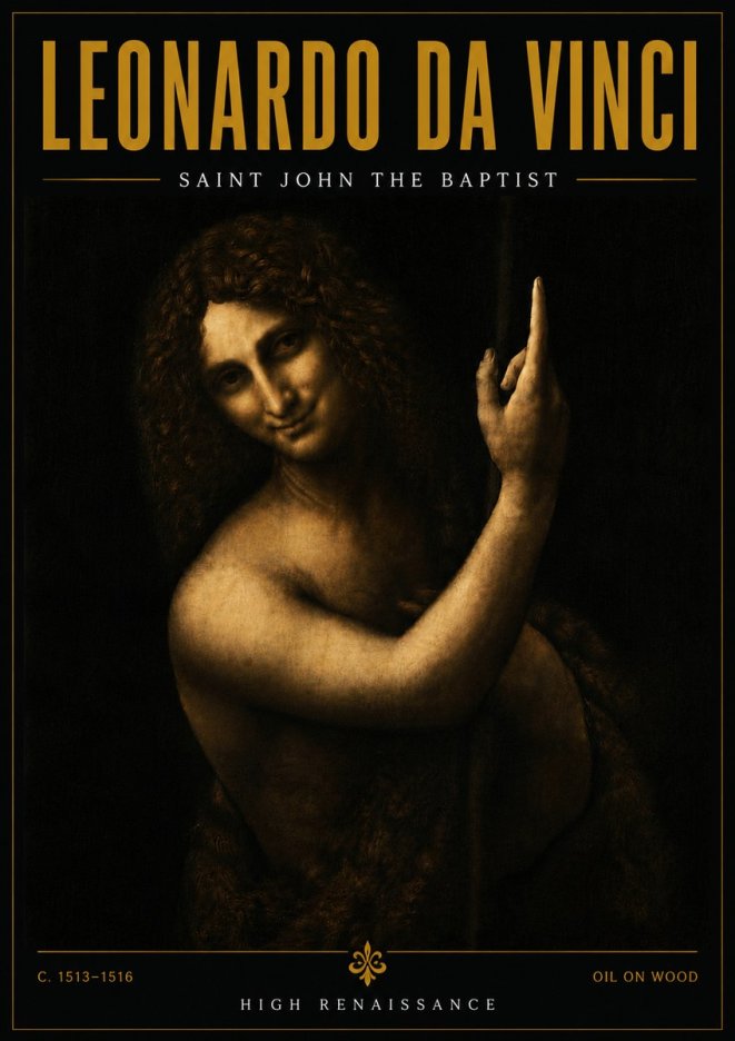Leonardo da Vinci Saint John the Baptist No6 - Affiche