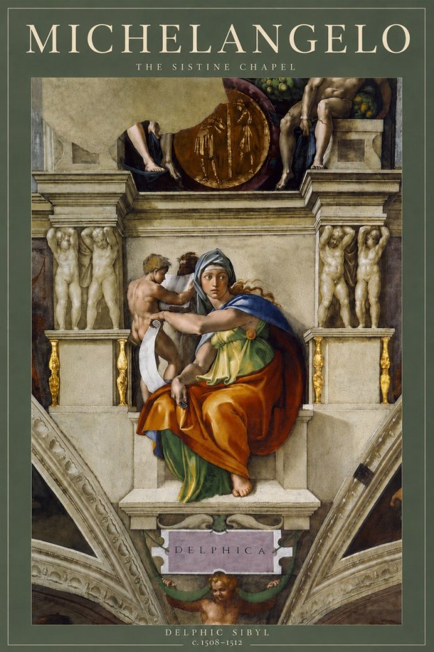 Michelangelo Delphic Sibyl No4 - Affiche