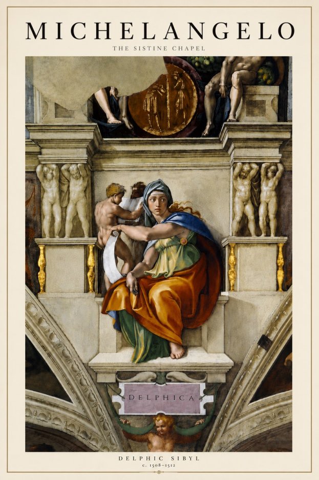 Michelangelo Delphic Sibyl No5 - Affiche