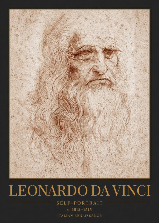 Leonardo da Vinci Self-portrait I No6 - Affiche
