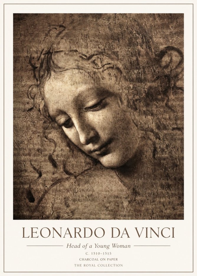 Leonardo da Vinci Head of a Young Woman II No1 - Affiche