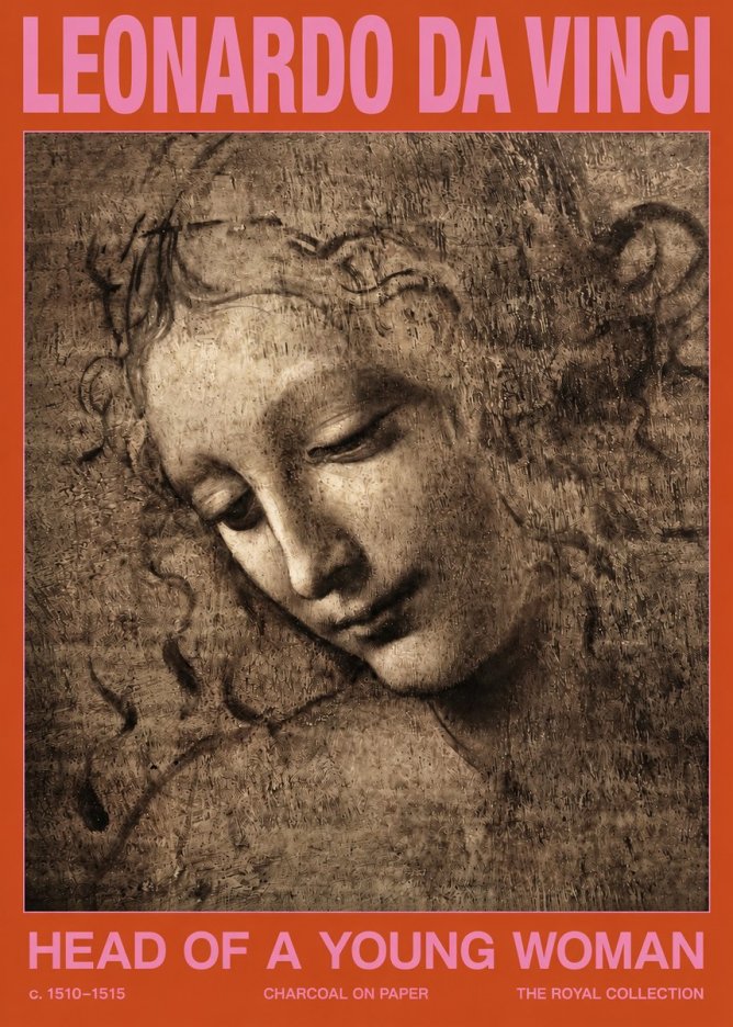 Leonardo da Vinci Head of a Young Woman II No2 - Affiche