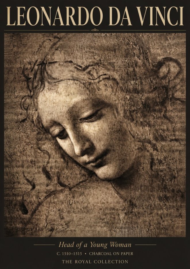Leonardo da Vinci Head of a Young Woman II No3 - Affiche