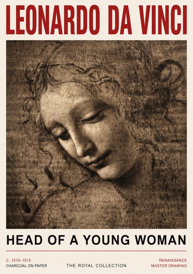 Leonardo da Vinci Head of a Young Woman II No5 - Affiche