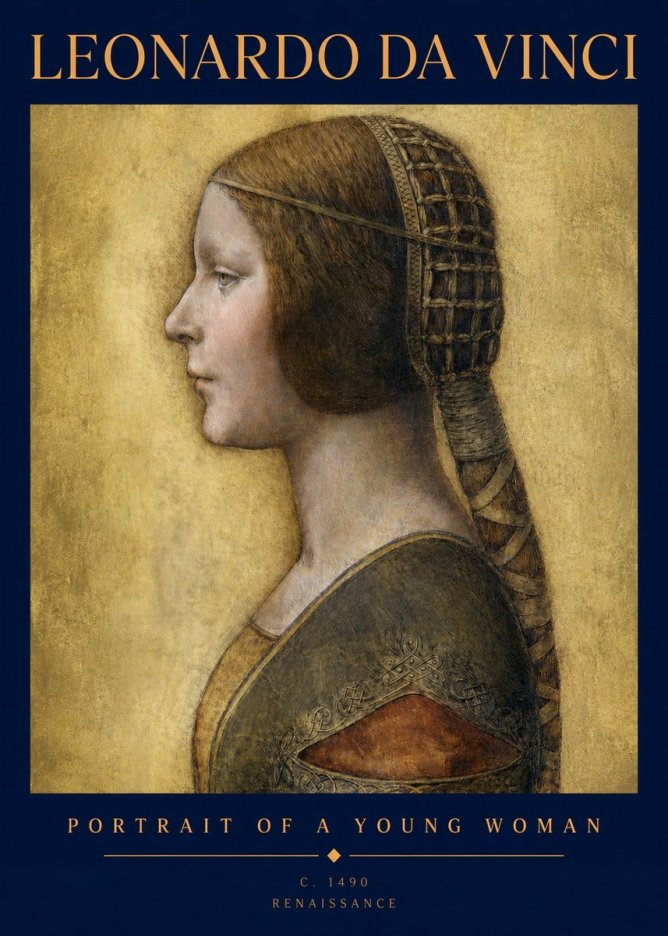 Leonardo da Vinci Portrait of a Young Woman II No2 - Affiche